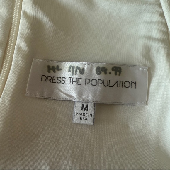 Women's M Dress the Population Iridescent White Sequin Halter Mini Dress - Picture 6 of 8